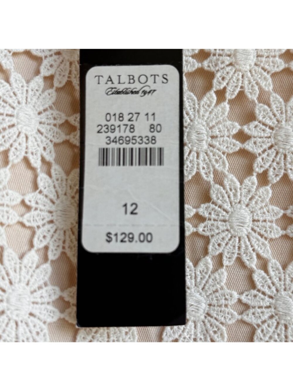 Talbots Women Floral Lace Daisy Boho Chic Formal Pencil Skirt Beige 12 Lined NWT - Picture 3 of 12